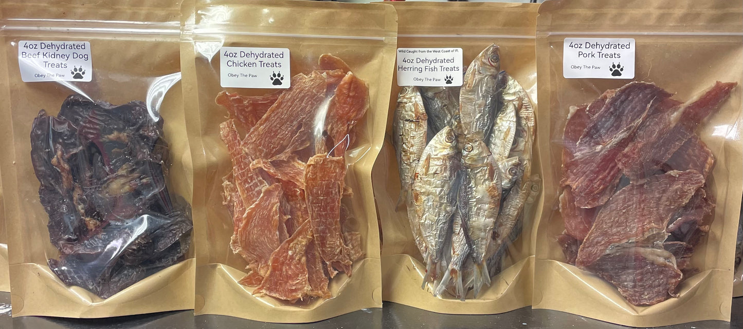1lb - 4 DIFFERENT PACKAGES OF DEHYDRATED TREATS 