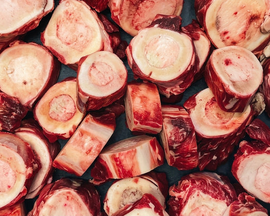 "BEEF ME UP" CUT MARROW BONES.  Sold by the lb